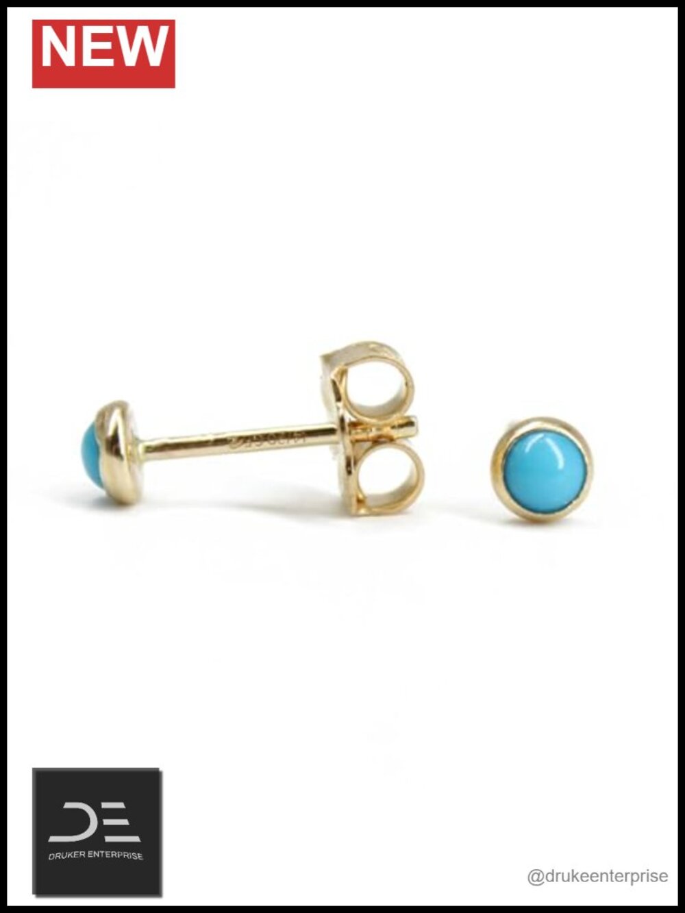 Tiny 3mm Turquoise Stud Earrings 14K Gold Fill Handcrafted